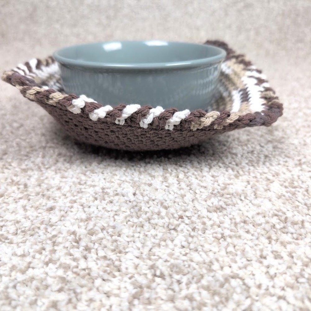 Handmade Crochet Bowl Cozy Multi Color‎ Coffee Mug Warmer Hot Pad
